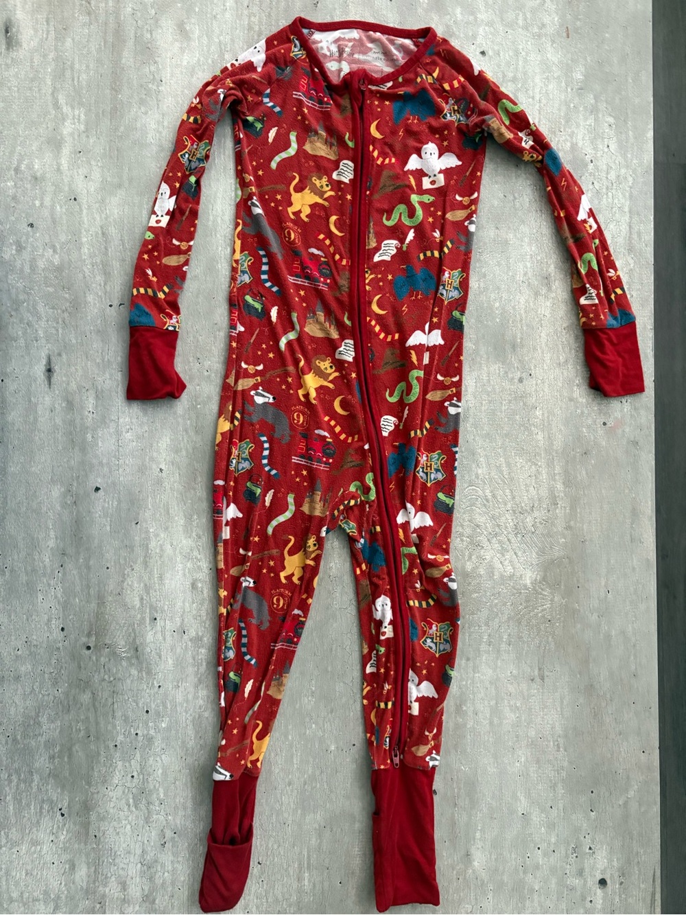 Little Sleepies Harry Potter Bamboo Convertible Zippy Pajamas 3T Red Hogwarts